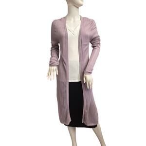 White House Black Market Long Open Front Mauve Cardigan Sweater Small